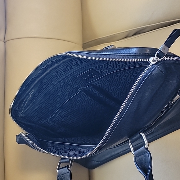61)Pre-owned Enrico Coveri Italian Designer Black Leather Briefcase MessengerBag - Picture 7 of 13
